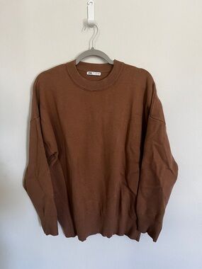 Zara Men’s Crewneck Sweater — Rich Chestnut Brown
